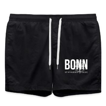Koordinaten Bonn - Badeshorts - Schwarz - Vorne - AI Model Male 185 light (185cm)