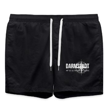 Koordinaten Darmstadt - Badeshorts - Schwarz - Vorne - AI Model Male 185 light (185cm)