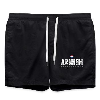 Arnhem, Pays-Bas, Texte en détresse Logo - Short de bain - noir - Devant - AI Model Male 185 light (185cm)