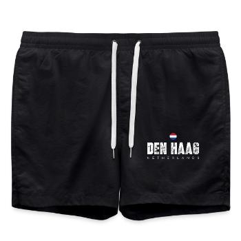 Typografie der notleidenden Stadt Den Haag - Badeshorts - Schwarz - Vorne - AI Model Male 185 light (185cm)