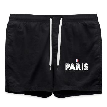 Glyphes en détresse de Paris avec drapeau français - Short de bain - noir - Devant - AI Model Male 185 light (185cm)