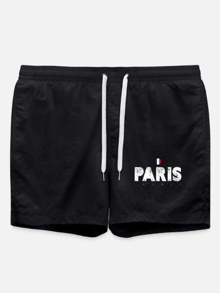 Paris Distressed Glyphen mit französischer Flagge - Badeshorts - Schwarz