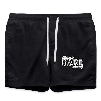Hart und Würzig Textdesign - Badeshorts - Schwarz - Vorne - AI Model Male 185 light (185cm)
