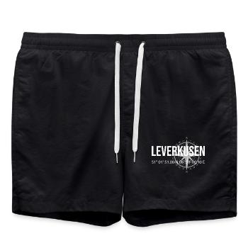 Koordinaten Leverkusen - Badeshorts - Schwarz - Vorne - AI Model Male 185 light (185cm)