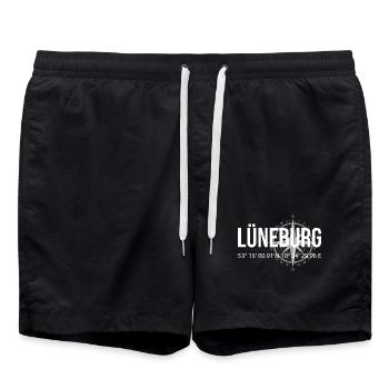 Koordinaten Lüneburg - Badeshorts - Schwarz - Vorne - AI Model Male 185 light (185cm)