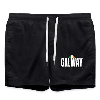 Galway Irland Logo mit notleidendem Text - Badeshorts - Schwarz - Vorne - AI Model Male 185 light (185cm)