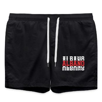 T-Shirt Albano T-Shirt Geschenkidee gestapelter Text - Badeshorts - Schwarz - Vorne - AI Model Male 185 light (185cm)