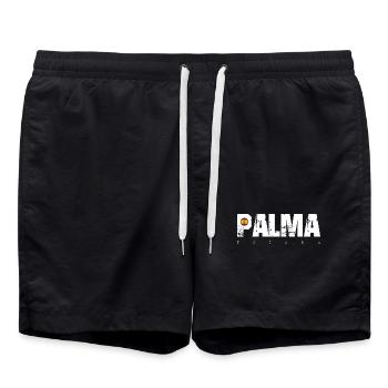 Palma Distressed Text mit Spanien-Flagge - Badeshorts - Schwarz - Vorne - AI Model Male 185 light (185cm)