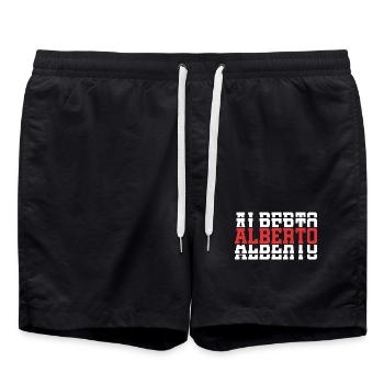 Alberto t-shirt t-shirt gift idea stacked text - Swim Trunks - black - Front - AI Model Male 185 light (185cm)