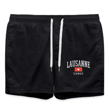 Lausanne Schweiz Vintage Emblem - Badeshorts - Schwarz - Vorne - AI Model Male 185 light (185cm)