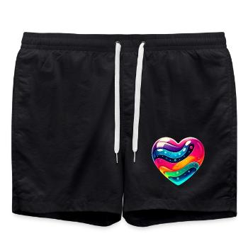 Colorful Heart - Swim Trunks - black - Front - AI Model Male 185 light (185cm)