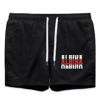 T-Shirt Albina T-Shirt Geschenkidee gestapelter Text - Badeshorts - Schwarz - Vorne - AI Model Male 185 light (185cm)