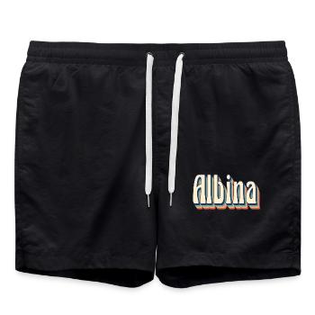 Vintage rétro Albina T-Shirt cadeau T-Shirt - Short de bain - noir - Devant - AI Model Male 185 light (185cm)