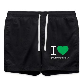 J’AIME VÉGÉTARIEN Hashtag végétarien - Short de bain - noir - Devant - AI Model Male 185 light (185cm)