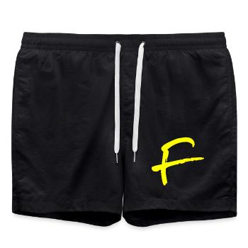 Buchstabe F - Badeshorts - Schwarz - Vorne - AI Model Male 185 light (185cm)