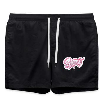 Sweet Pink Glitter Manuscrit Design - Short de bain - noir - Devant - AI Model Male 185 light (185cm)