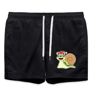 Chapeau de père Noël escargot - Short de bain - noir - Devant - AI Model Male 185 light (185cm)