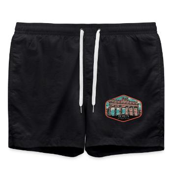 Brandenburger Tor Illustration, Berlin - Badeshorts - Schwarz - Vorne - AI Model Male 185 light (185cm)