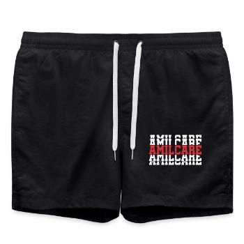 t-shirt Amilcare t-shirt cadeau texte empilé - Short de bain - noir - Devant - AI Model Male 185 light (185cm)