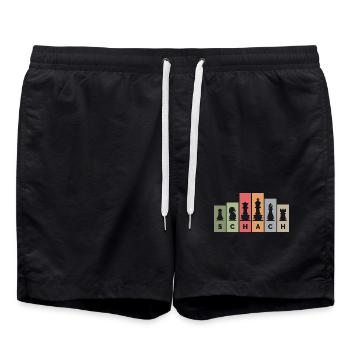 retro Schachfiguren Schachspieler vintage Farben - Badeshorts - Schwarz - Vorne - AI Model Male 185 light (185cm)