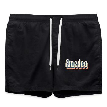 Idée cadeau t-shirt t-shirt vintage rétro Amedeo - Short de bain - noir - Devant - AI Model Male 185 light (185cm)