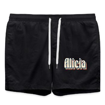 Vintage Retro Alicia T-Shirt T-Shirt Geschenkidee - Badeshorts - Schwarz - Vorne - AI Model Male 185 light (185cm)