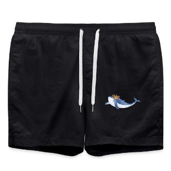 leuchtend blauer Wal Fisch mit goldener Krone - Badeshorts - Schwarz - Vorne - AI Model Male 185 light (185cm)