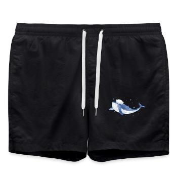 blauer Wal Fisch im Ozean mit Seemannsmütze - Badeshorts - Schwarz - Vorne - AI Model Male 185 light (185cm)