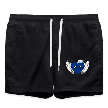 maritim blau Junge Seemann Matrose Seefahrer Herz - Badeshorts - Schwarz - Vorne - AI Model Male 185 light (185cm)