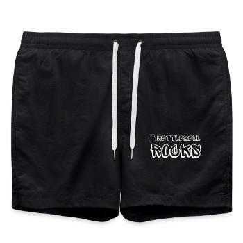 Kettlebell ROCKS Shirts weiß - Badeshorts - Schwarz - Vorne - AI Model Male 185 light (185cm)