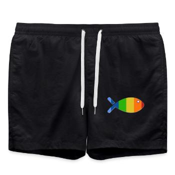 POISSON. POISSON D'AVRIL. VACANCES. ETE. HUMOUR - Short de bain - noir - Devant - AI Model Male 185 light (185cm)