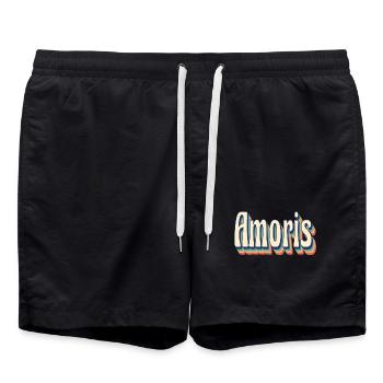 Vintage Retro Amoris T-Shirt T-Shirt Geschenkidee - Badeshorts - Schwarz - Vorne - AI Model Male 185 light (185cm)