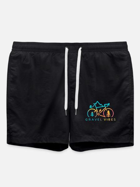 Vibrant Gravel Bike Trail Graphic - Swim Trunks - black