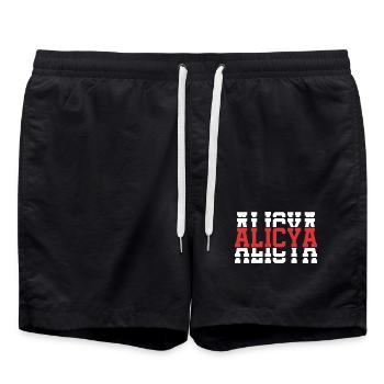 t-shirt Alicya t-shirt gift idea stacked text - Swim Trunks - black - Front - AI Model Male 185 light (185cm)