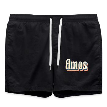 Vintage rétro Amos T-Shirt T-Shirt idée cadeau - Short de bain - noir - Devant - AI Model Male 185 light (185cm)