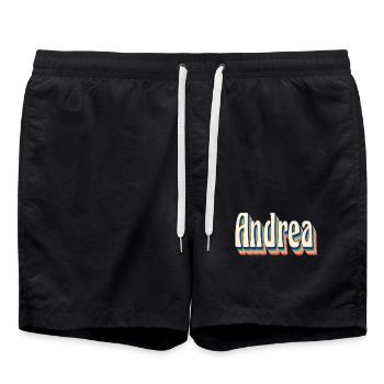 Andrea rétro vintage t-shirt t-shirt idée cadeau - Short de bain - noir - Devant - AI Model Male 185 light (185cm)