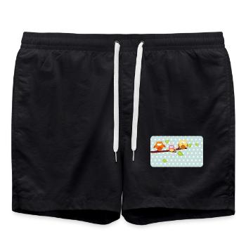 Petits hiboux avec astérisque menthe | Personnalisable - Short de bain - noir - Devant - AI Model Male 185 light (185cm)