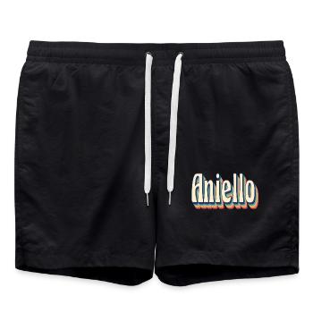 Aniello T-Shirt Retro Vintage T-Shirt Geschenk - Badeshorts - Schwarz - Vorne - AI Model Male 185 light (185cm)