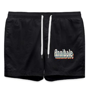 T-shirt vintage rétro Annibale t-shirt - Short de bain - noir - Devant - AI Model Male 185 light (185cm)
