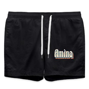 Amina t-shirt rétro vintage t-shirt idée cadeau - Short de bain - noir - Devant - AI Model Male 185 light (185cm)