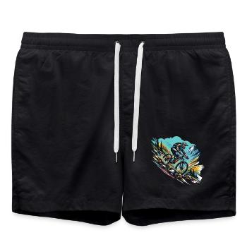 Downhill Abenteuer Im Gebirge - Badeshorts - Schwarz - Vorne - AI Model Male 185 light (185cm)