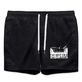 Classic Car Funny Sayings Icon Illustration - Swim Trunks - black - Front - AI Model Male 185 light (185cm)