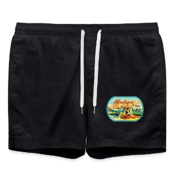 Fischerstrand von Albufeira, Praia dos Pescadores - Badeshorts - Schwarz - Vorne - AI Model Male 185 light (185cm)