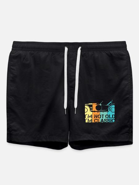 lustige Sprüche Alter Klassiker Auto Oldtimer Logo - Badeshorts - Schwarz