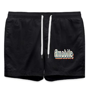 Vintage rétro belle T-Shirt cadeau T-Shirt - Short de bain - noir - Devant - AI Model Male 185 light (185cm)