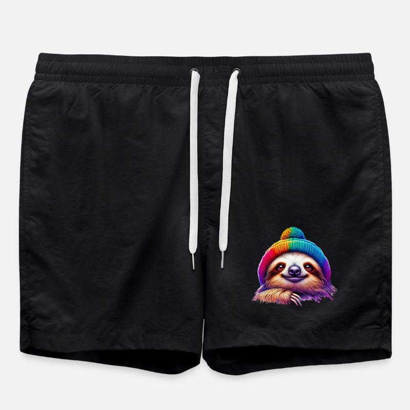 Paresseux avec bonnet de laine - Short de bain - noir