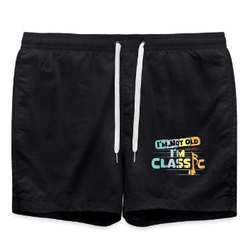 retro klassische Musik lustige Sprüche vintage - Badeshorts - Schwarz - Vorne - AI Model Male 185 light (185cm)