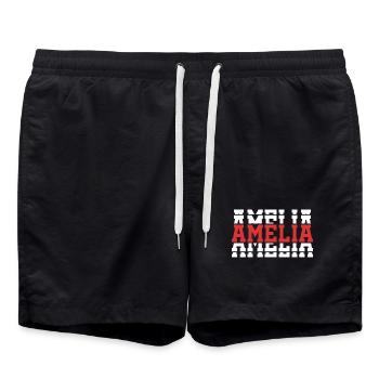 Amelia t-shirt t-shirt idée cadeau texte empilé - Short de bain - noir - Devant - AI Model Male 185 light (185cm)
