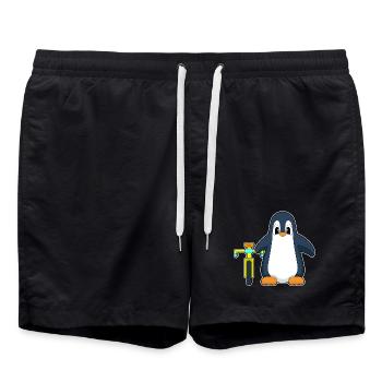 Pinguin Fahrrad - Badeshorts - Schwarz - Vorne - AI Model Male 185 light (185cm)