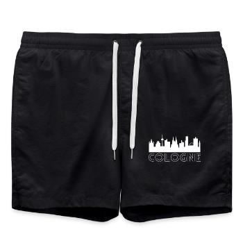 Motif Cologne avec silhouette de la ville en blanc - Short de bain - noir - Devant - AI Model Male 185 light (185cm)